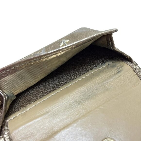 JIMMY CHOO - Gold Leather Trifold Wallet - Picture 4 of 5